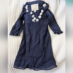 Sail to Sable Navy Pom Bathing Suit Coverup 2T